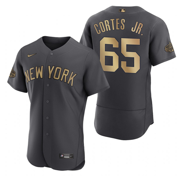 Men's New York Yankees #65 Nestor Cortes Jr. 2022 All-Star Charcoal Flex Base Stitched Baseball Jersey Men's New York Yankees #65 Nestor Cortes Jr. 2022 All-Star Charcoal Flex Base Stitched Baseball Jersey